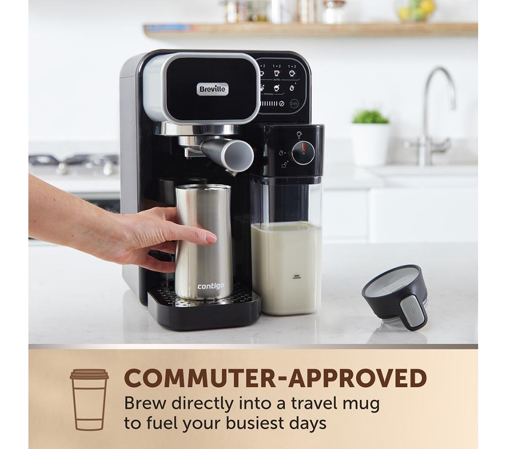 BREVILLE Prima Latte Luxe VCF166 Kaffeemaschine - Schwarz & Silber