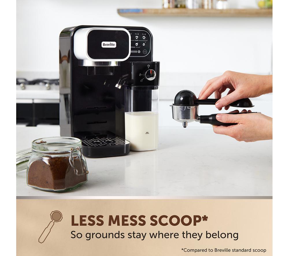 BREVILLE Prima Latte Luxe VCF166 Kaffeemaschine - Schwarz & Silber