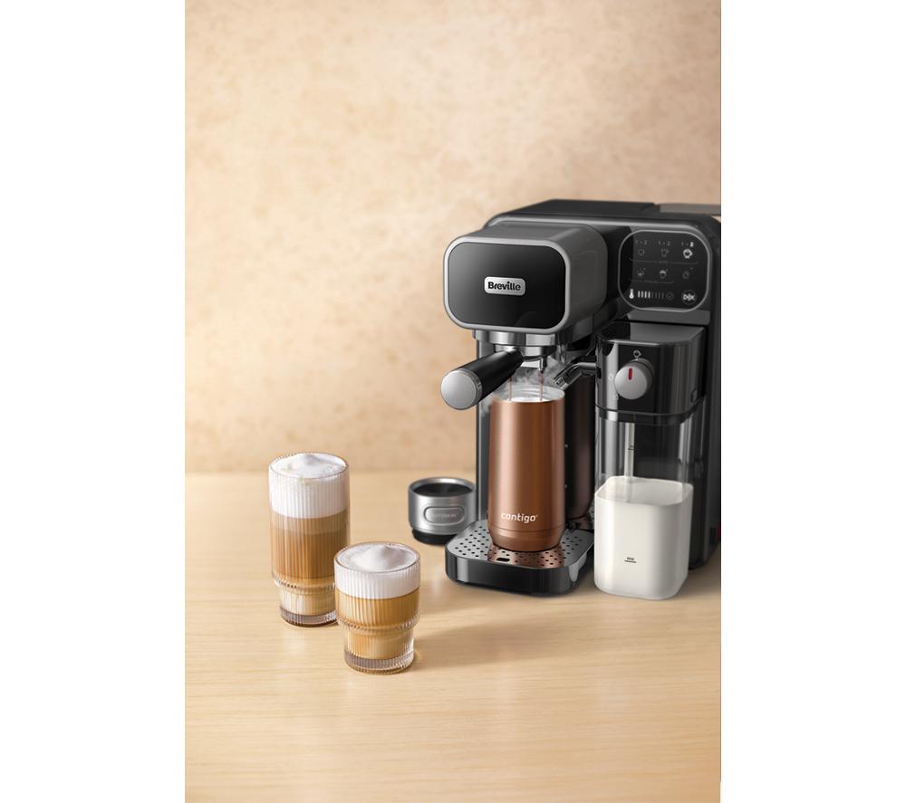 BREVILLE Prima Latte Luxe VCF166 Kaffeemaschine - Schwarz & Silber