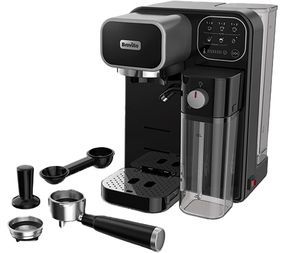 BREVILLE Prima Latte Luxe VCF166 Kaffeemaschine - Schwarz & Silber