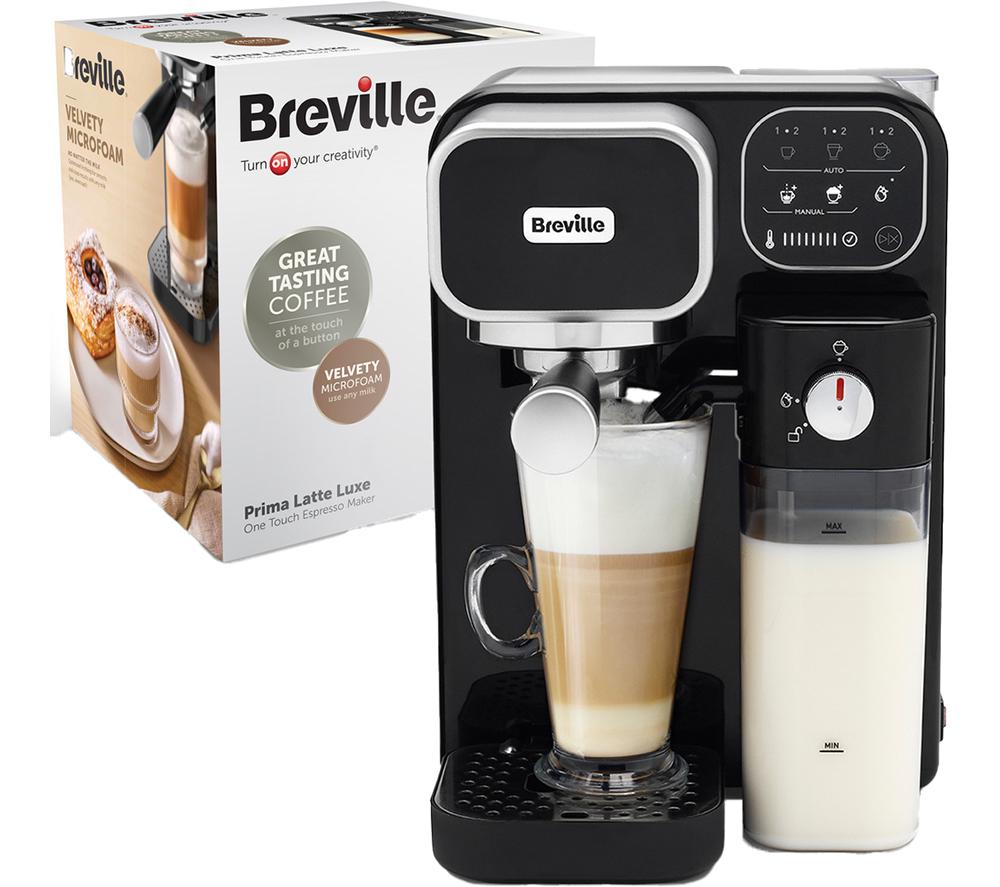 BREVILLE Prima Latte Luxe VCF166 Kaffeemaschine - Schwarz & Silber