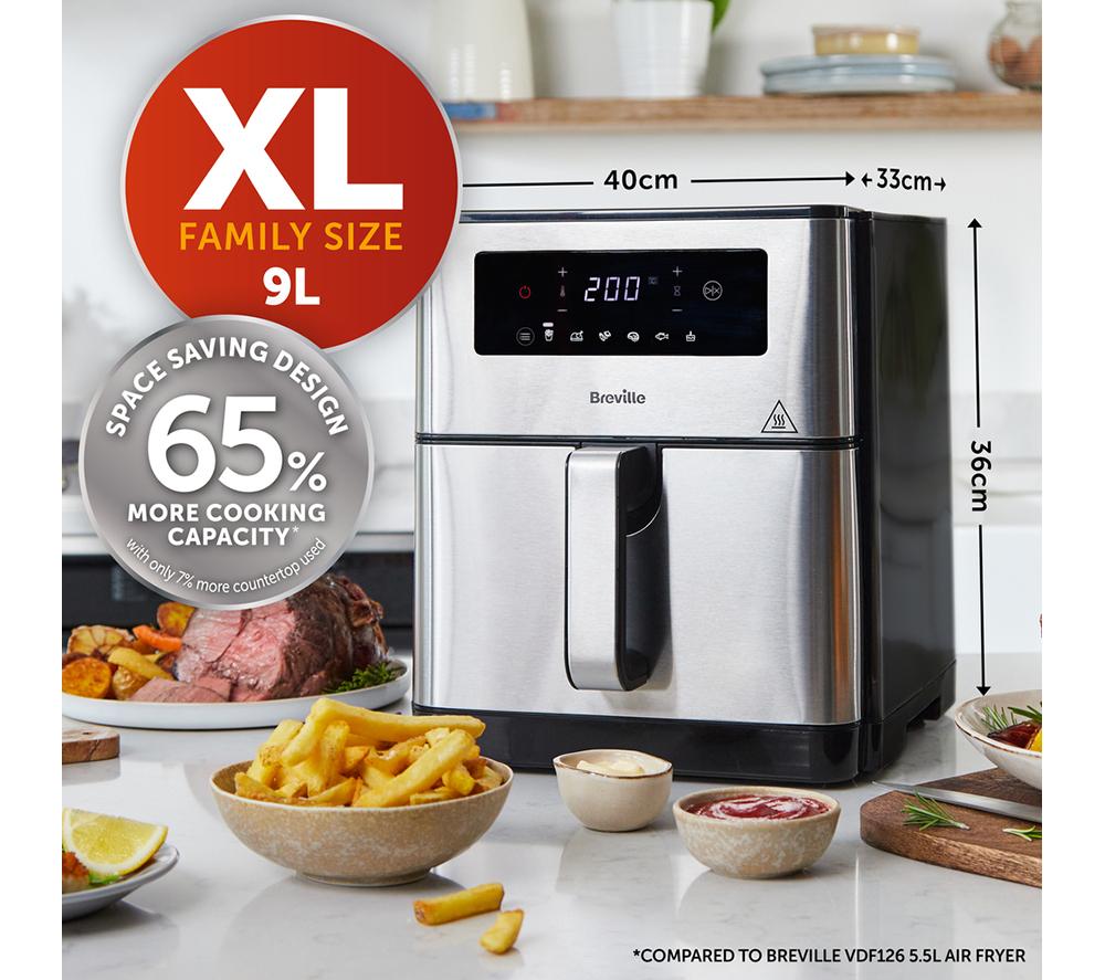BREVILLE XL 9L Digital VDF131 Air Fryer - Black & Stainless Steel