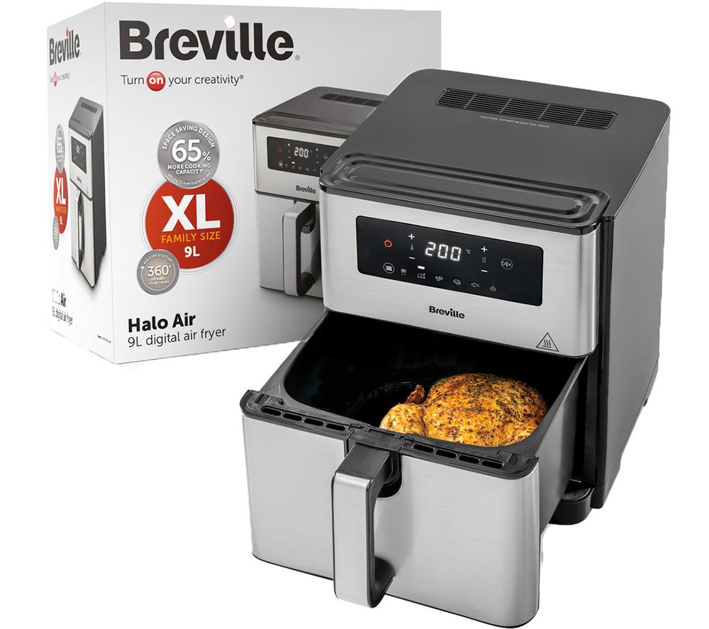 BREVILLE XL 9L Digital VDF131 Air Fryer - Black & Stainless Steel