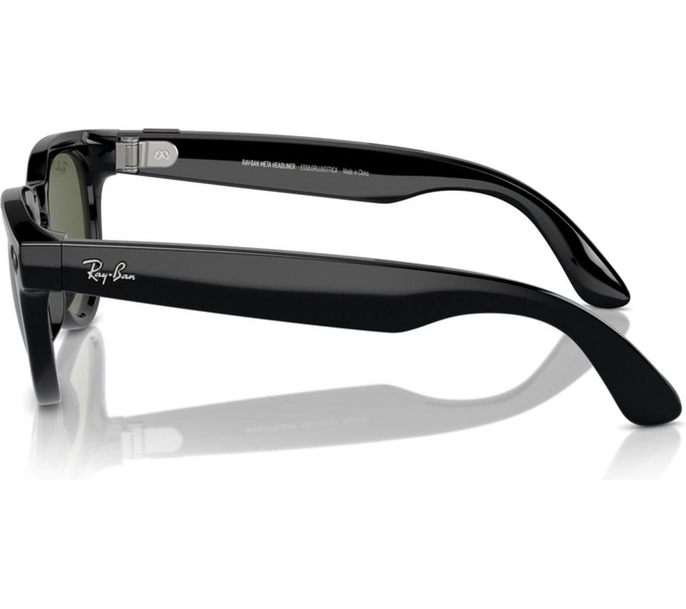 RAY-BAN Meta Headliner (Standard) Smart Glasses - Shiny Black, Polarised G15 Green