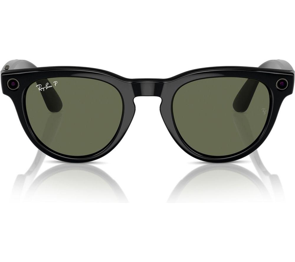 RAY-BAN Meta Headliner (Standard) Smart Glasses - Shiny Black, Polarised G15 Green