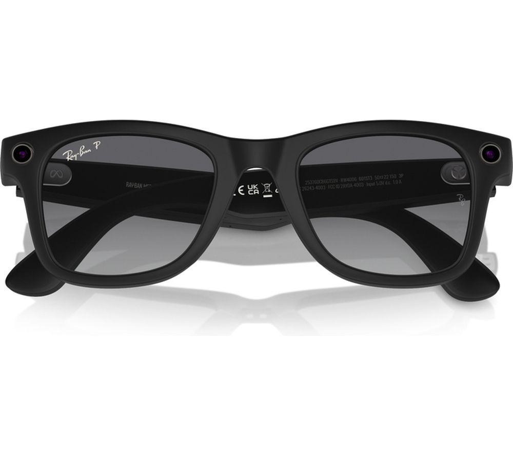 RAY-BAN META Wayfarer Glasses - Matte Black, Polarized Gradient Graphite