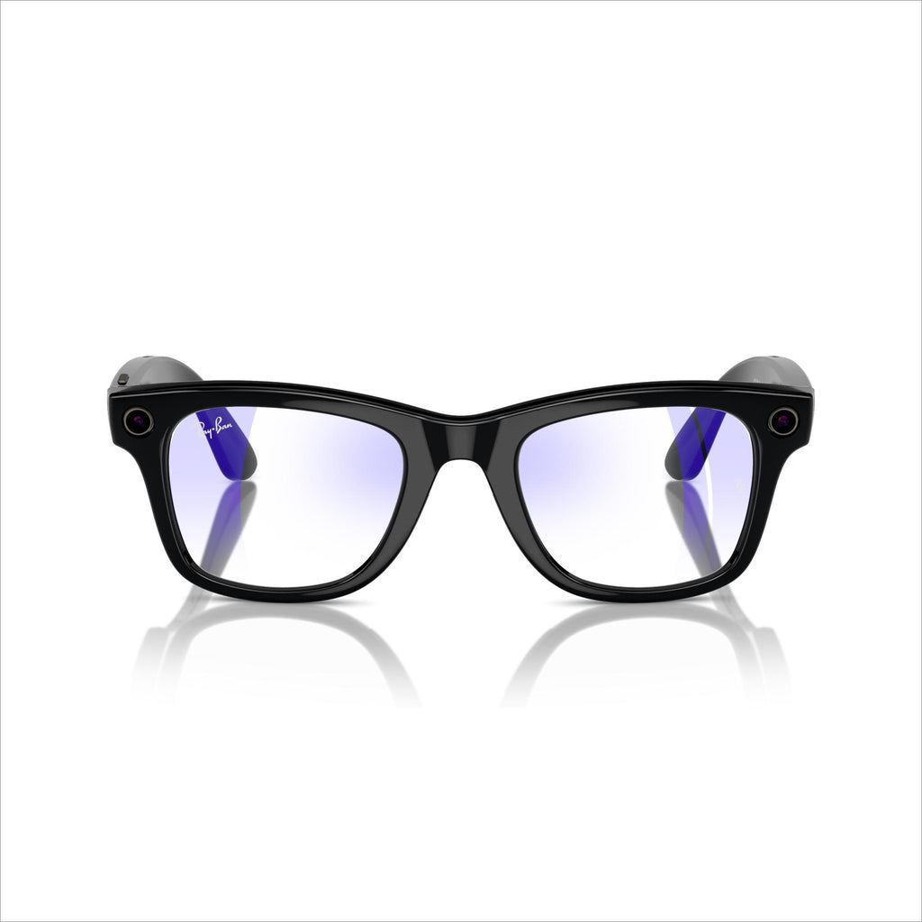 RAY-BAN META Wayfarer Glasses - Shiny Black, Clear
