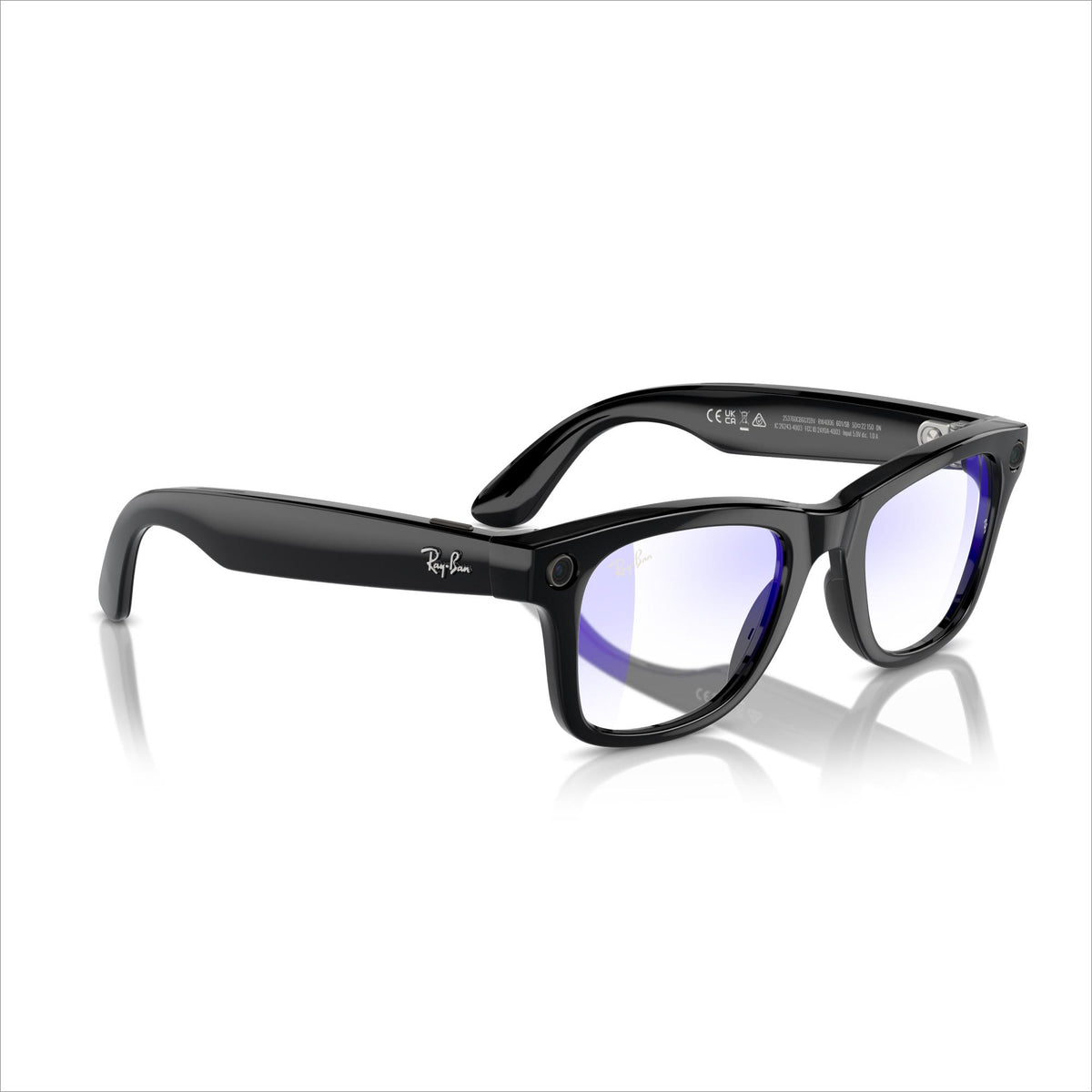 RAY-BAN META Wayfarer Glasses - Shiny Black, Clear