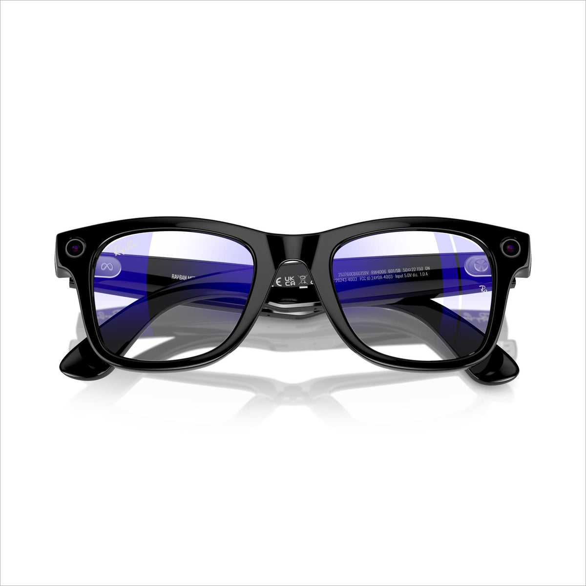 RAY-BAN META Wayfarer Glasses - Shiny Black, Clear