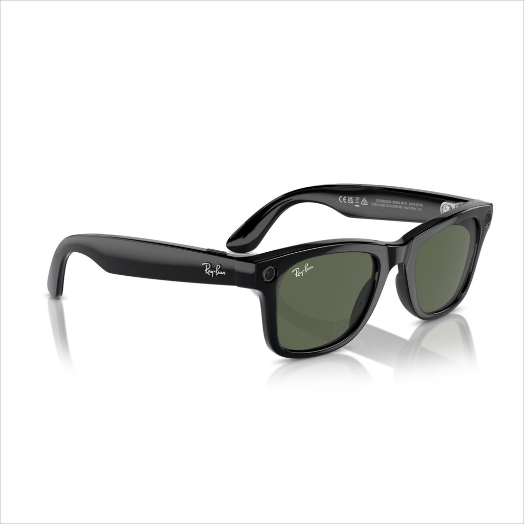 RAY-BAN META Wayfarer Glasses - Shiny Black, G15 Green