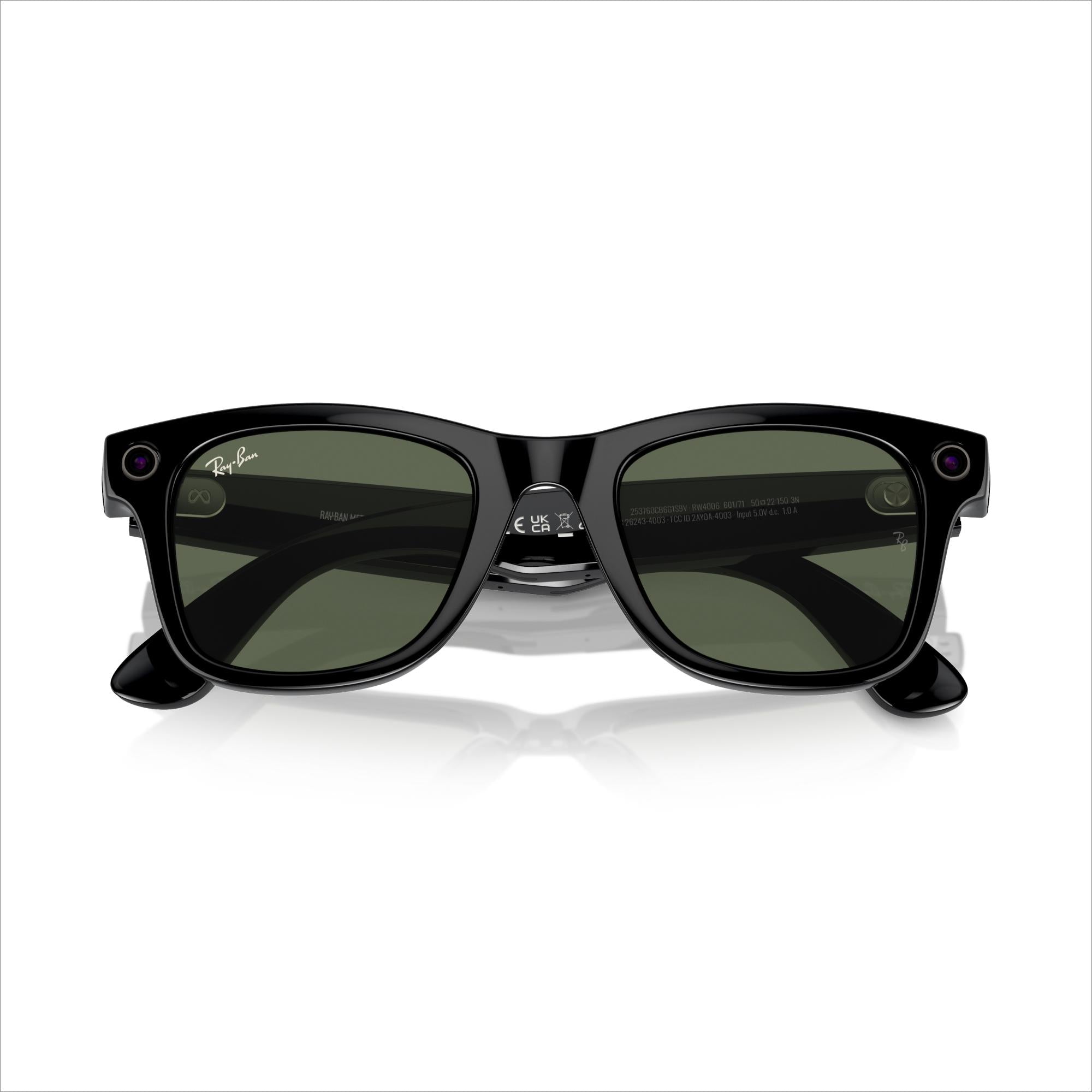 RAY-BAN META Wayfarer Glasses - Shiny Black, G15 Green