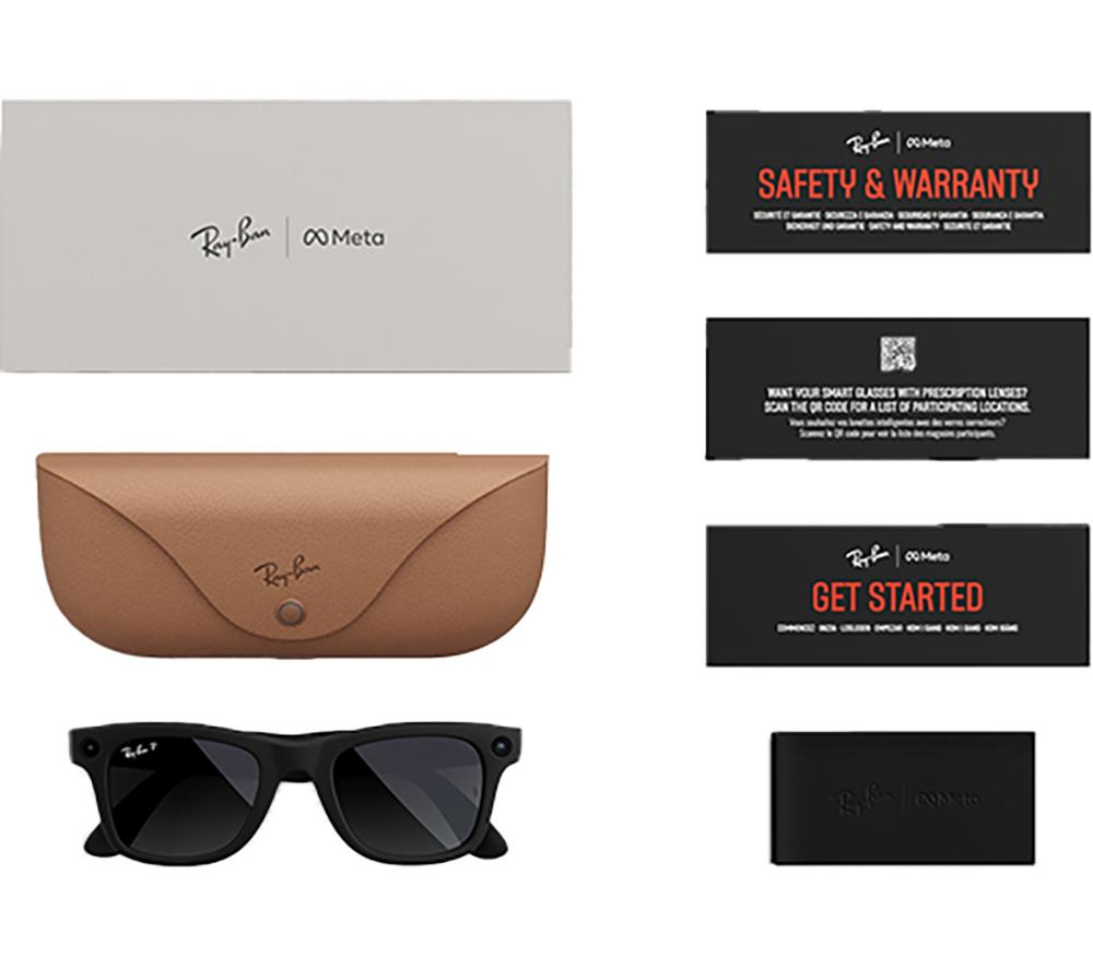 RAY-BAN META Wayfarer Large Glasses - Matte Black, Polarized Gradient Graphite