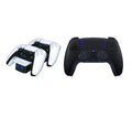 PLAYSTATION PS5 DualSense Wireless Controller (Black) & Twin Docking Station (White) Bundle