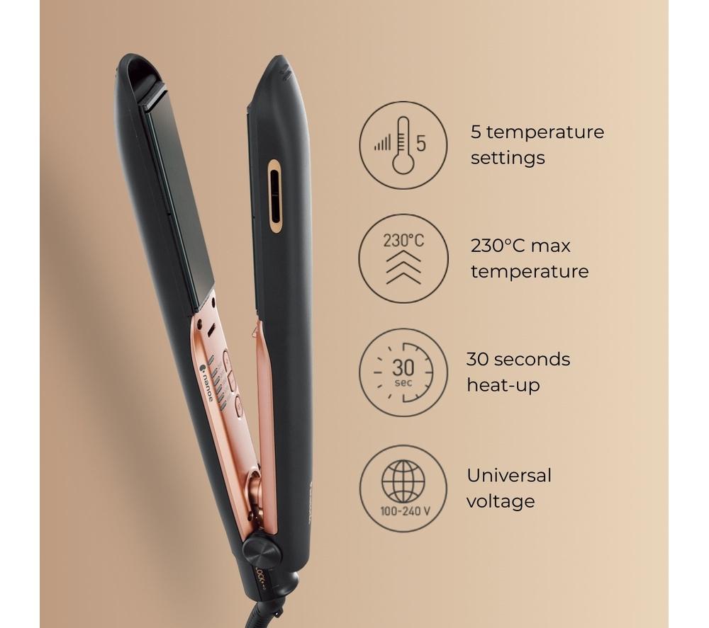 PANASONIC Nanoe EH-HS99-K895 Hair Straightener - Black & Rose Gold