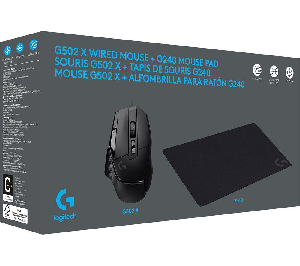 LOGITECH G502 X Optical Gaming Mouse & G240 Gaming Surface Bundle