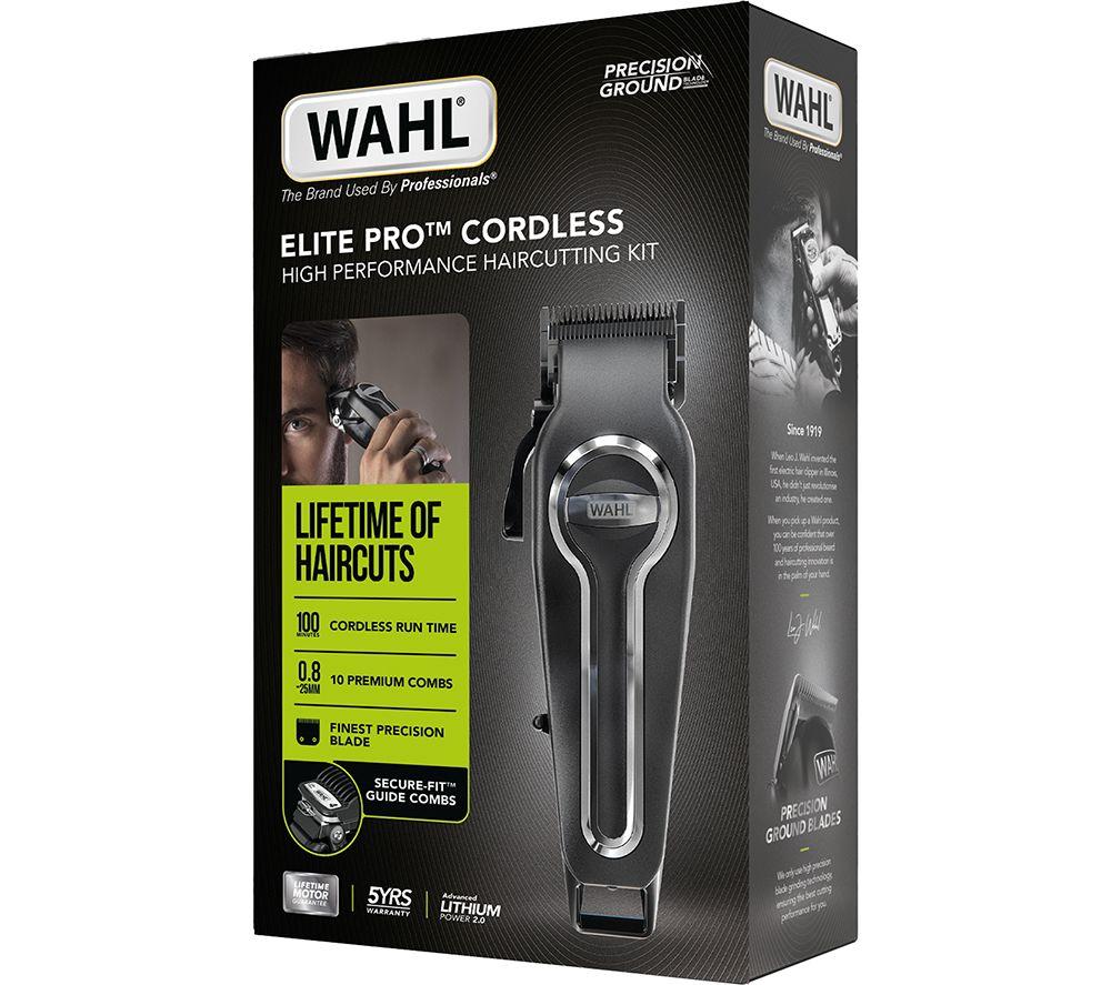 WAHL Elite Pro 20606-0410 Cordless Hair Clipper Kit - Black & Silver