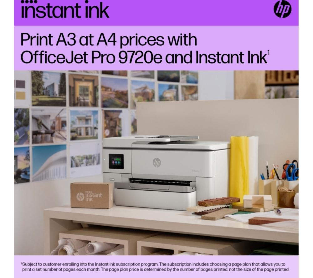 HP OfficeJet Pro 9720e All-in-One Wireless Wide Format A3 Printer | 3 Months Free Instant Ink with HP+