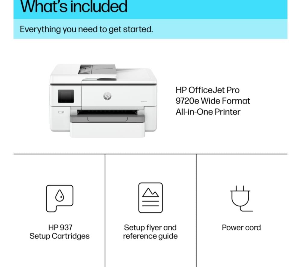 HP OfficeJet Pro 9720e All-in-One Wireless Wide Format A3 Printer | 3 Months Free Instant Ink with HP+