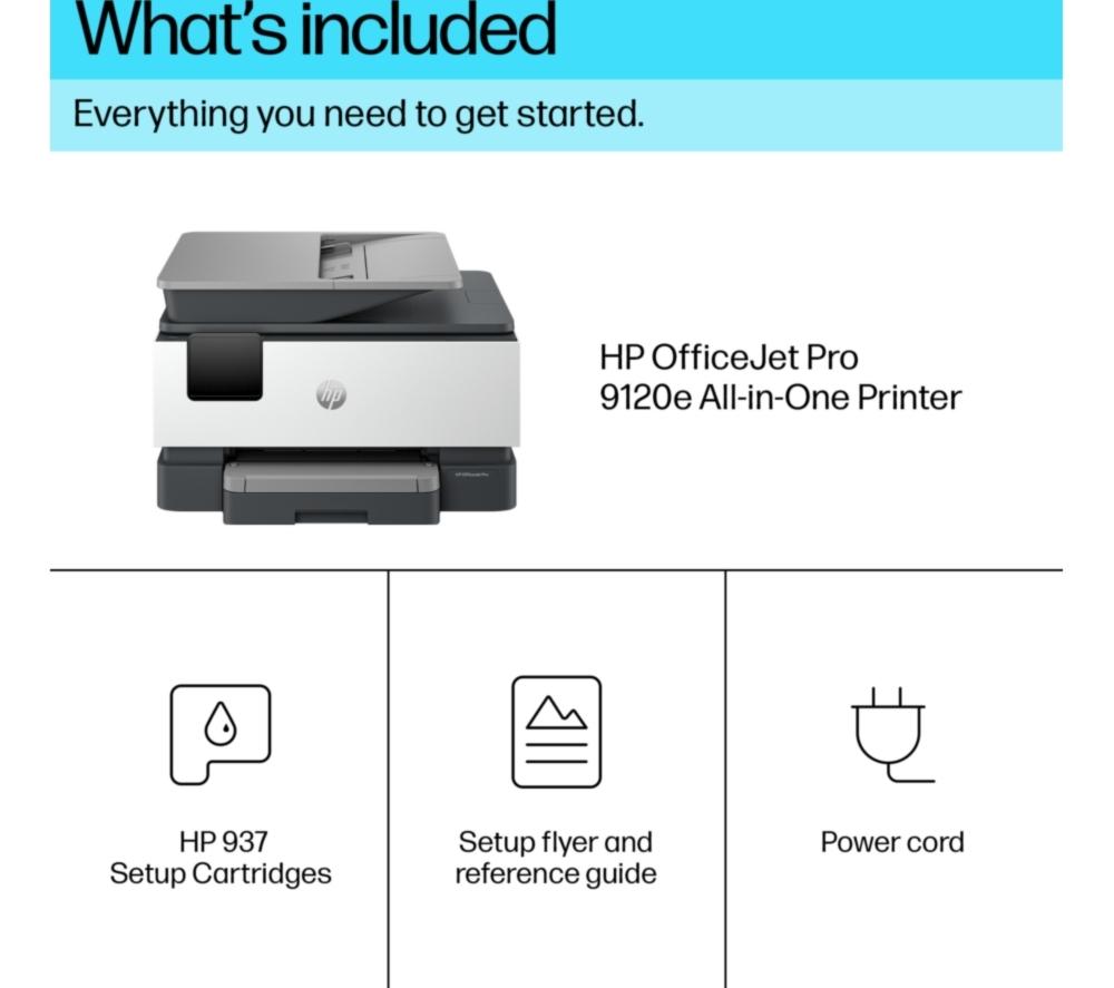 Impresora multifunción inalámbrica HP OfficeJet 9120e a color | Escanea y copia | 3 meses de tinta instantánea gratis con HP+