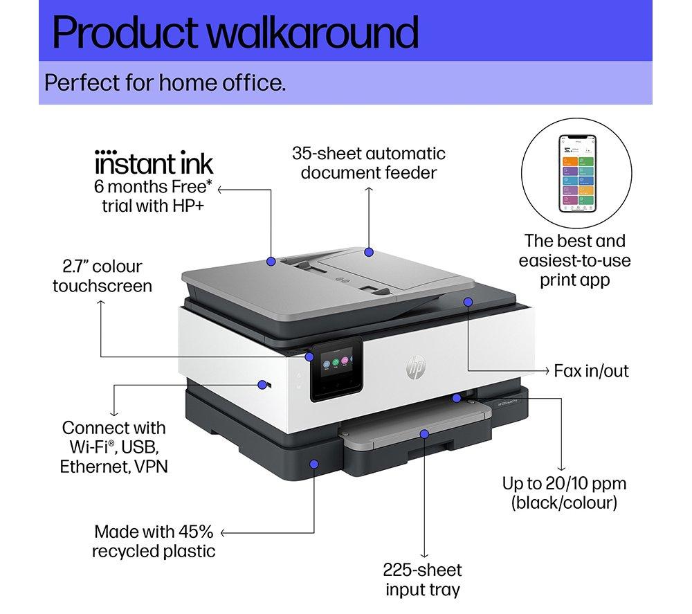 HP OfficeJet Pro 8134e All-in-One Wireless Printer | Scan & Copy | 6 Months Free Instant Ink with HP+