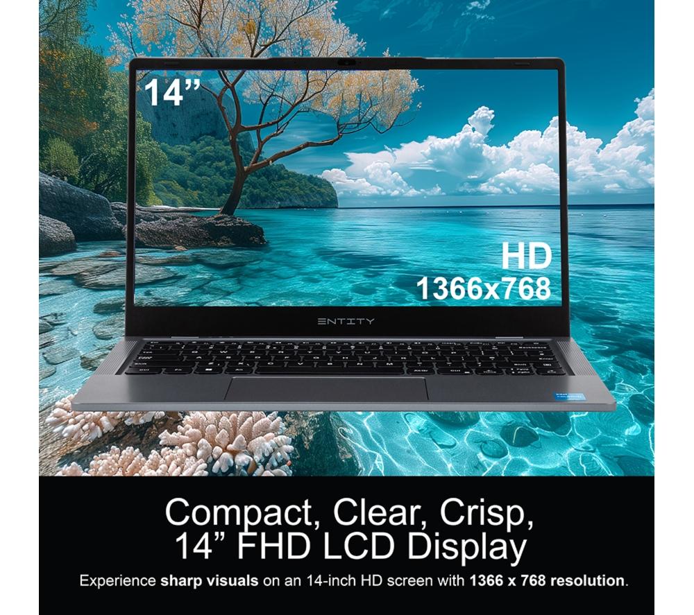 ENTITY Book 14 14" Laptop - Intel® Celeron®, 128 GB eMMC, Grey