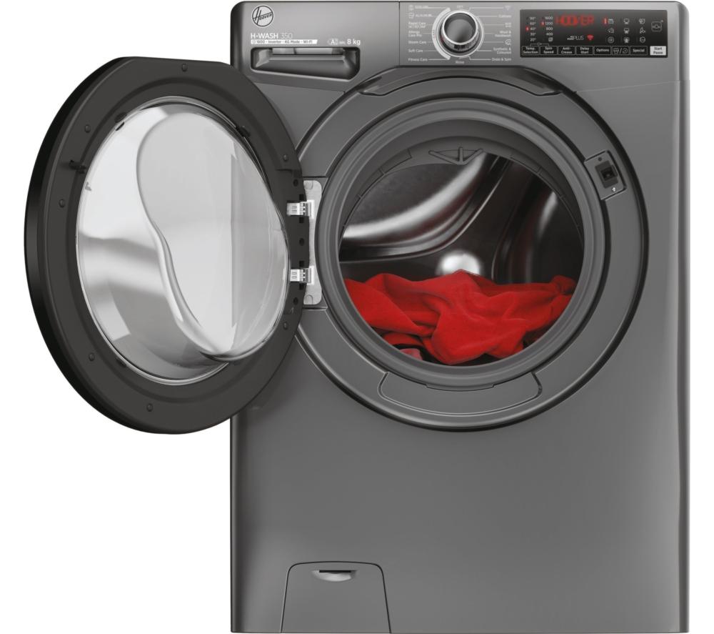 HOOVER H-Wash 350 H3WPS686TAMBR-80 Lavadora de 8 kg y 1600 rpm con WiFi - Grafito