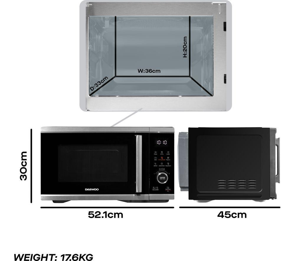 DAEWOO SDA2618GE 5-in-1 Heißluftfritteusen-Mikrowellenkombination – Silber & Schwarz
