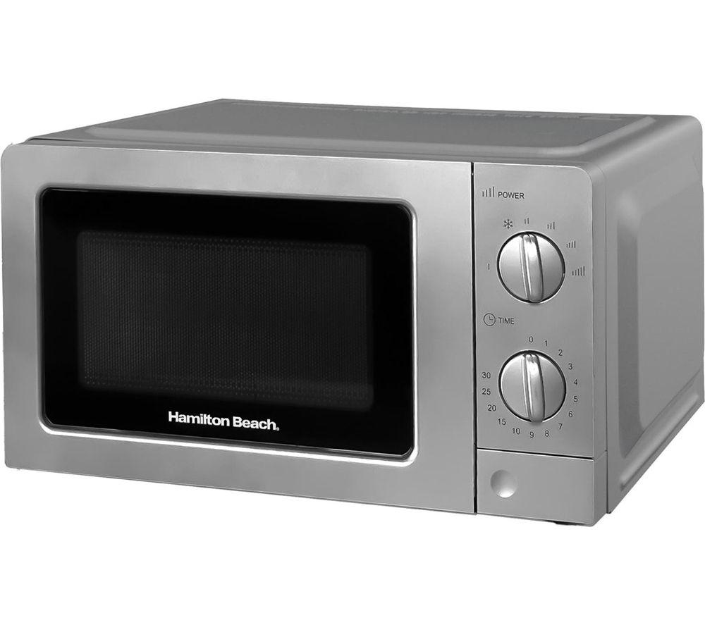 HAMILTON BEACH Rise Brushed HBKTMB Solo Mikrowelle, Wasserkocher & 4-Scheiben-Toaster Set – Silber