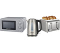 HAMILTON BEACH Rise Brushed HBKTMB Solo Microwave, Electric Kettle & 4-Slice Toaster Bundle - Silver