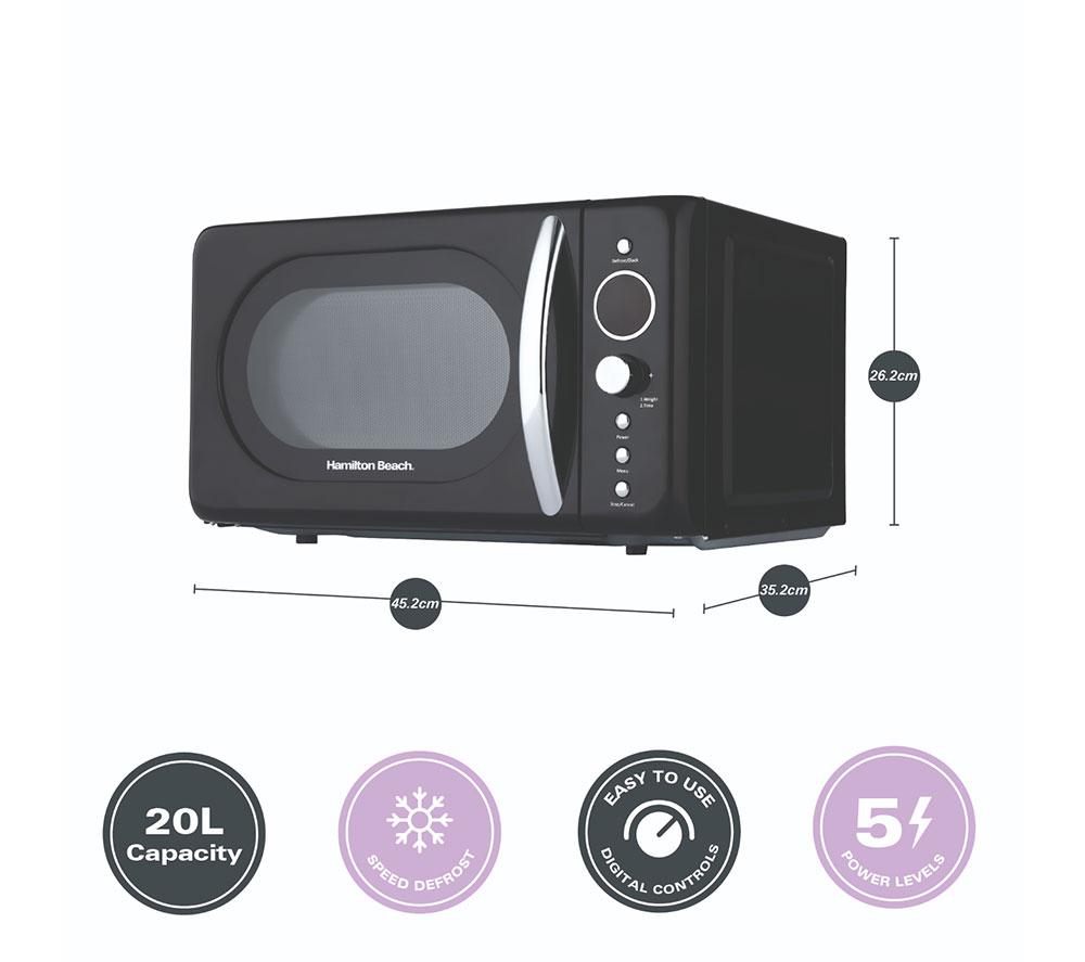 HAMILTON BEACH Retro HB70H20B Compact Solo Microwave - Black