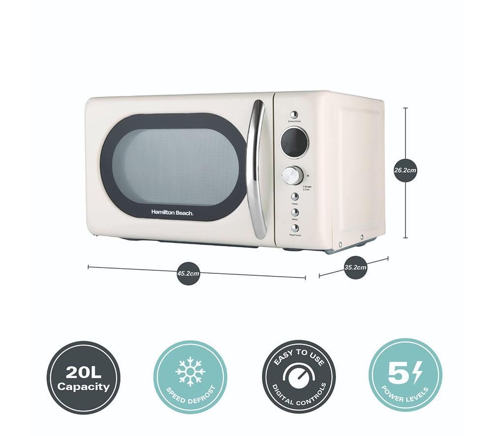HAMILTON BEACH Retro HB70H20C Compact Solo Microwave - Cream
