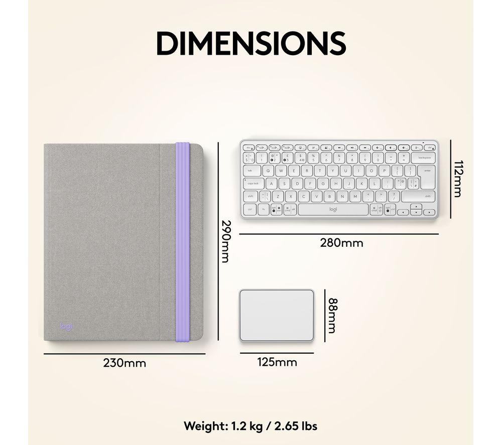 LOGITECH Casa Pop-up Desk Teclado inalámbrico y Touchpad - Nordic Calm