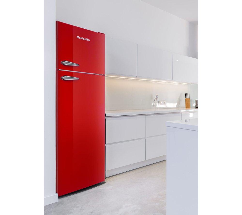 MONTPELLIER Retro MAB346ER Frigorífico combi 80/20 - Rojo