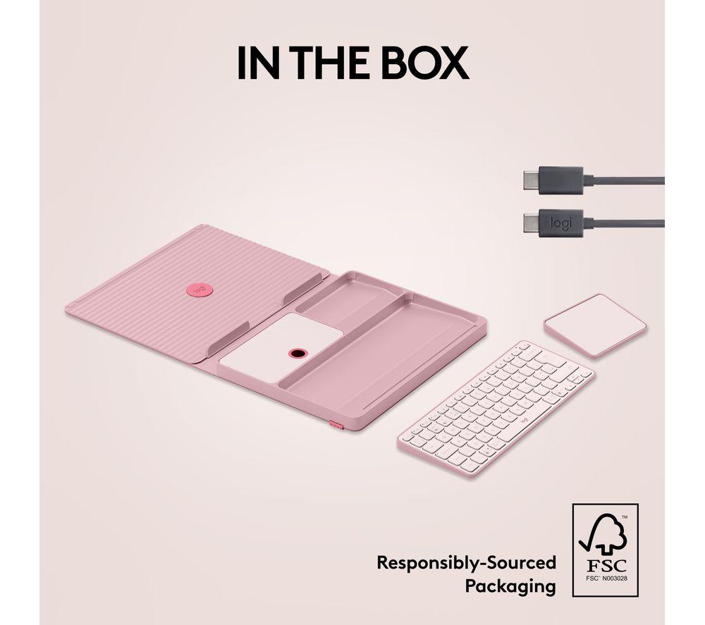 LOGITECH Casa Pop-up Desk Wireless Keyboard & Touchpad Set - Bohemian Blush