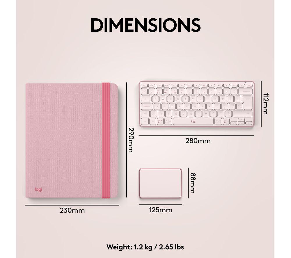 LOGITECH Casa Pop-up Desk Wireless Keyboard & Touchpad Set - Bohemian Blush