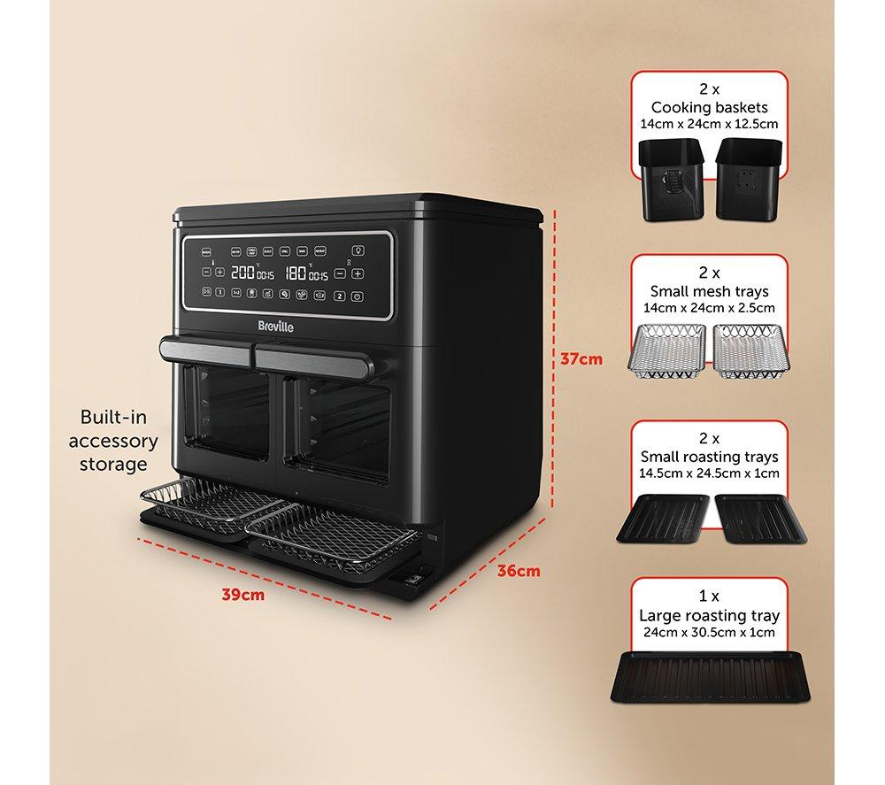 Freidora de aire de doble zona BREVILLE Halo Flexi VDF130 – Negro