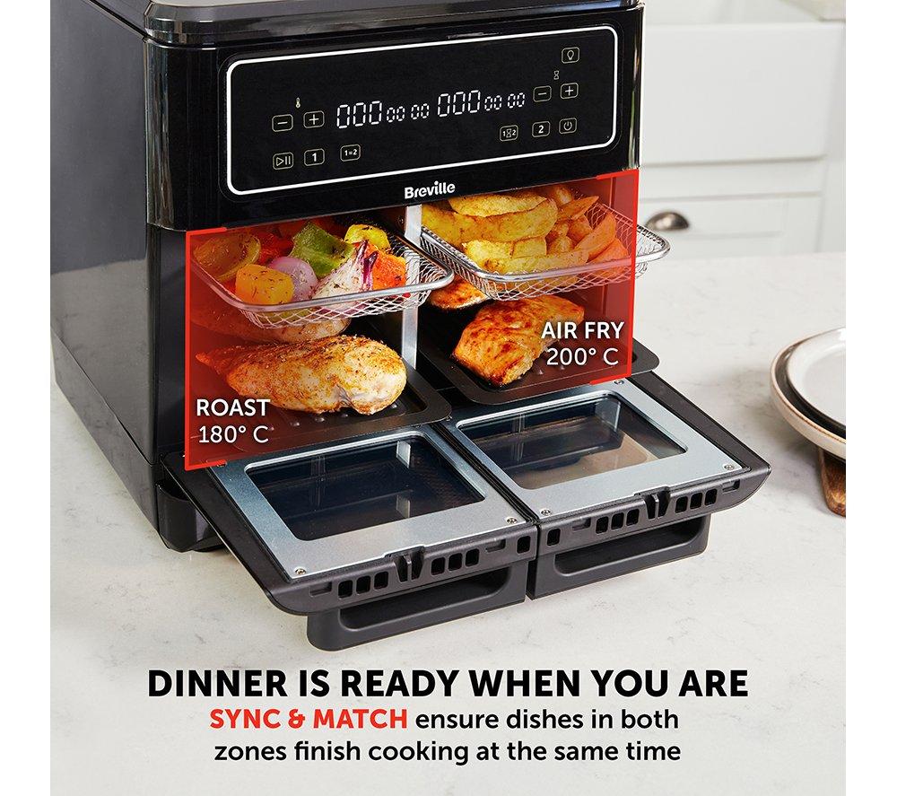 Freidora de aire de doble zona BREVILLE Halo Flexi VDF130 – Negro