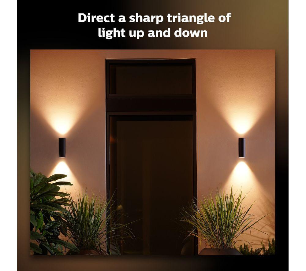 PHILIPS HUE Appear White & Colour Ambiance Smart Outdoor LED Wall Light - Black, Twin Pack