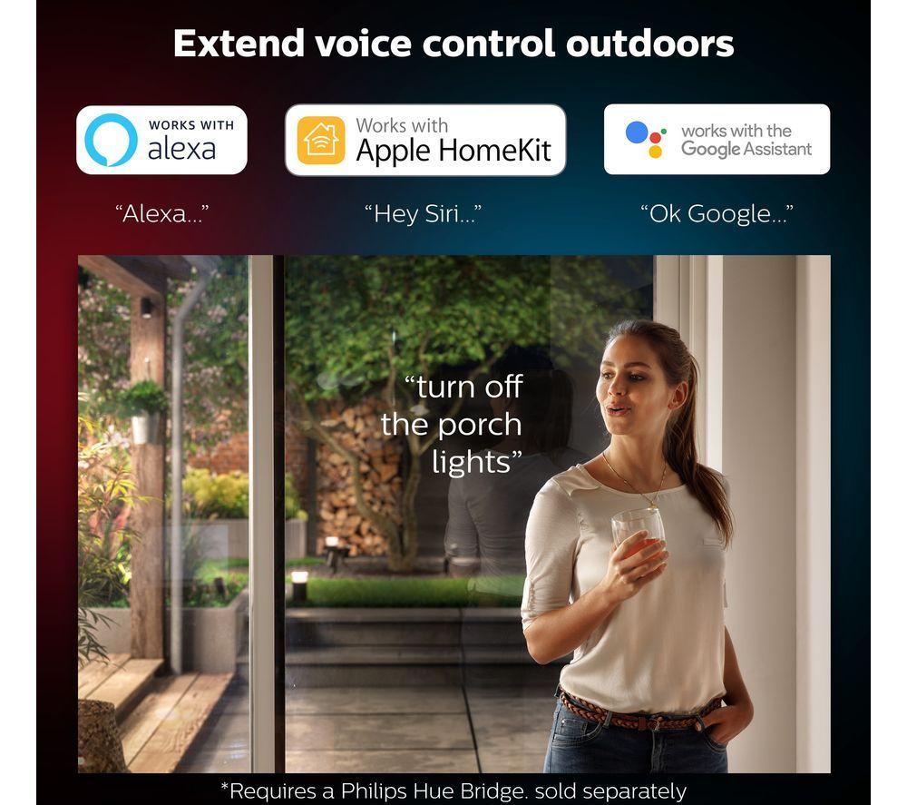PHILIPS HUE Appear White & Colour Ambiance Smart Outdoor LED Wall Light - Black, Twin Pack