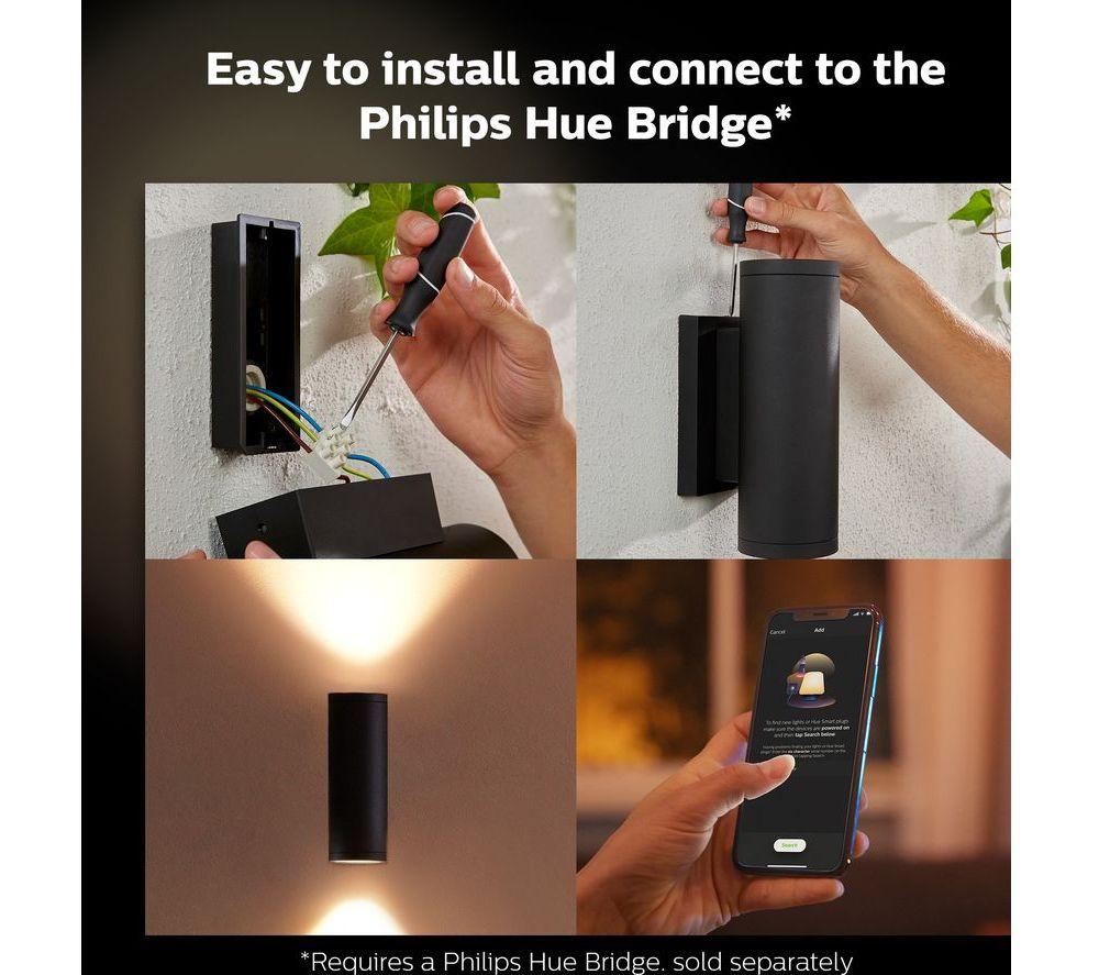 PHILIPS HUE Appear White & Colour Ambiance Smart Outdoor LED Wall Light - Black, Twin Pack