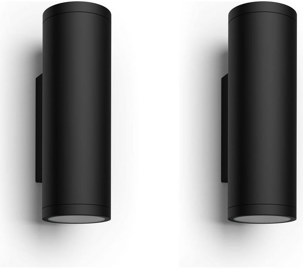 PHILIPS HUE Appear White & Colour Ambiance Smart Outdoor LED Wall Light - Black, Twin Pack
