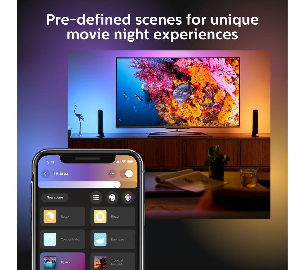 PHILIPS HUE White and Colour Ambiance Play Light Bar Plus Starter Kit - Black, Twin Pack