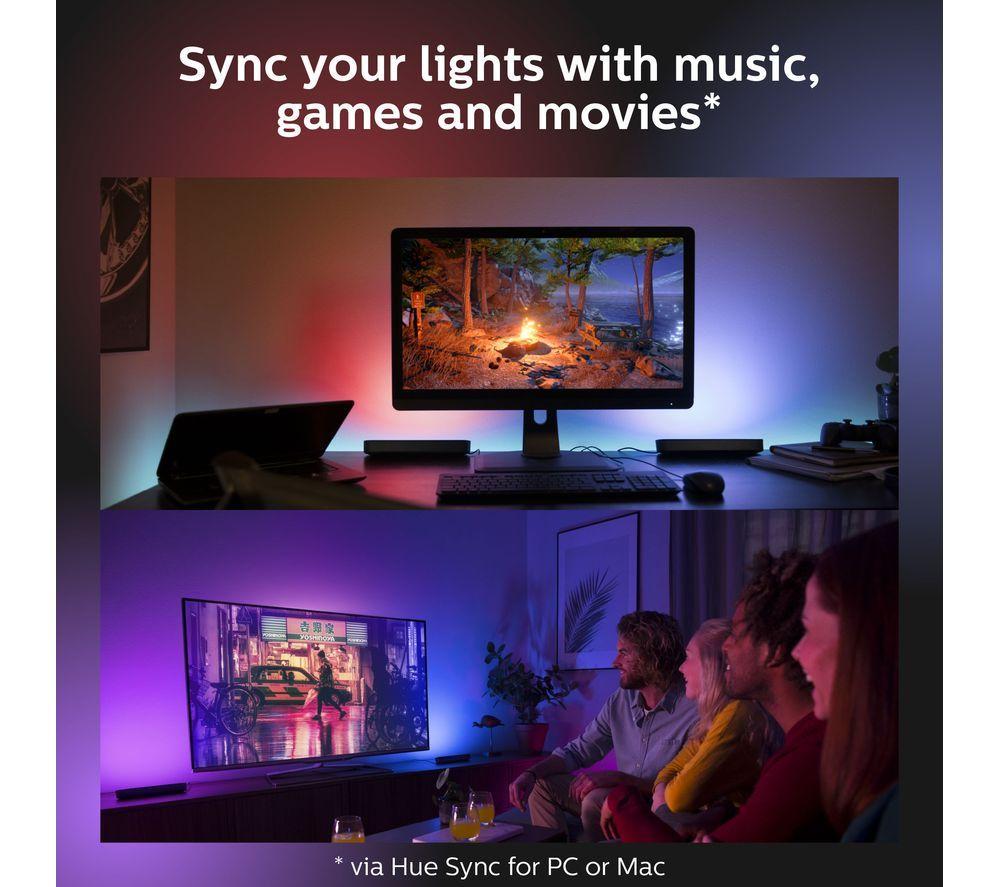 PHILIPS HUE White and Colour Ambiance Play Light Bar Plus Starter Kit - Black, Twin Pack