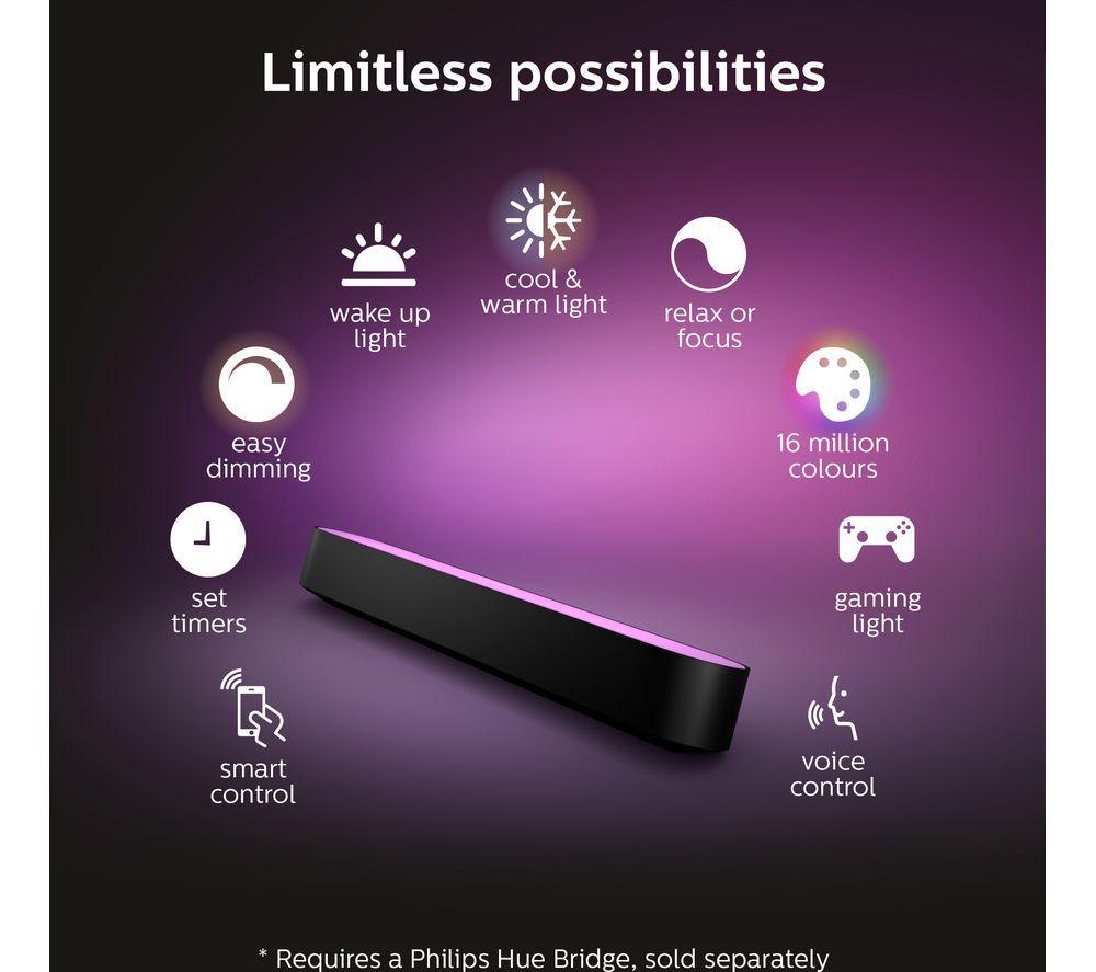 PHILIPS HUE White and Colour Ambiance Play Light Bar Plus Starter Kit - Black, Twin Pack