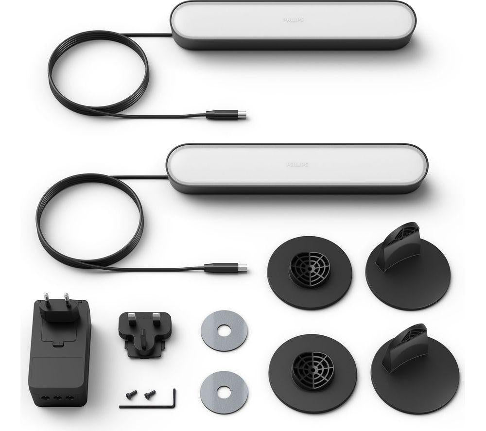 PHILIPS HUE White and Colour Ambiance Play Light Bar Plus Starter Kit - Black, Twin Pack