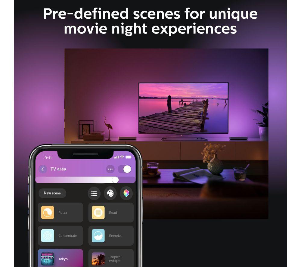 PHILIPS HUE Play White & Colour Ambiance Smart Light Bar Twin Pack with Lightstrip - Black & White