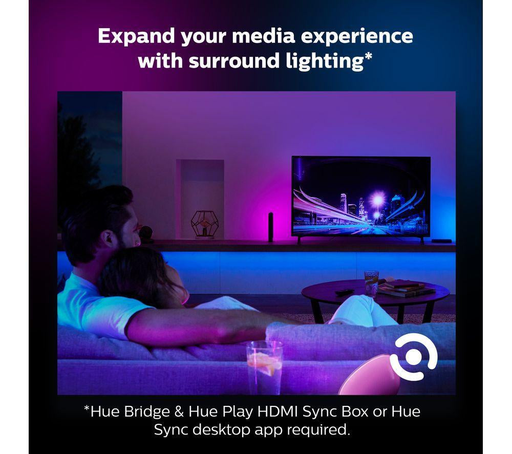PHILIPS HUE Play White & Colour Ambiance Smart Light Bar Twin Pack with Lightstrip - Black & White