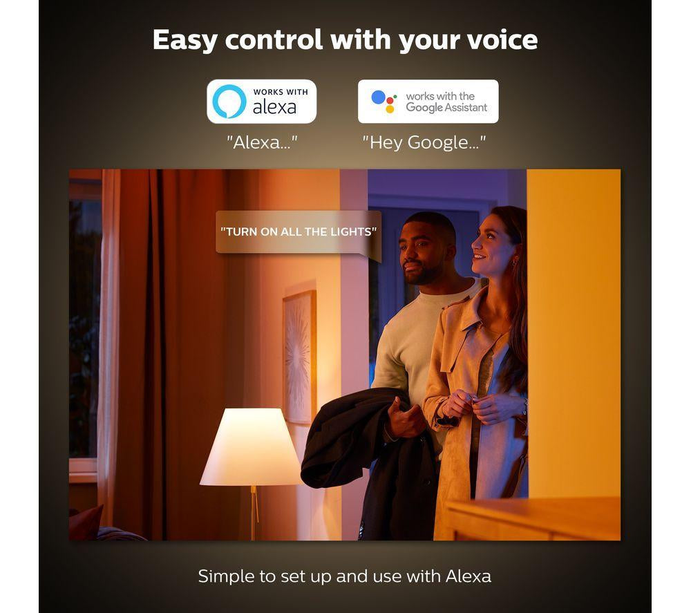 PHILIPS HUE Play Barras de Luz Inteligentes Blancas y de Colores Ambiance, Paquete Doble con Tira de Luz - Negro y Blanco