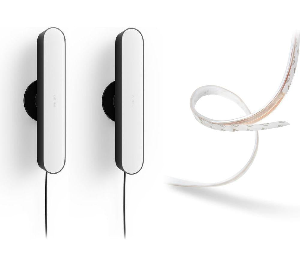 PHILIPS HUE Play White & Colour Ambiance Smart Light Bar Twin Pack with Lightstrip - Black & White