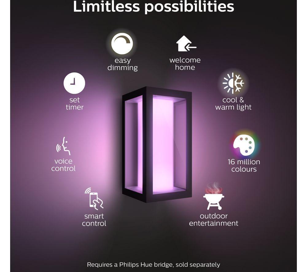 PHILIPS HUE Impress White & Colour Ambiance Smart Outdoor LED Wall Light - Slim, Twin Pack